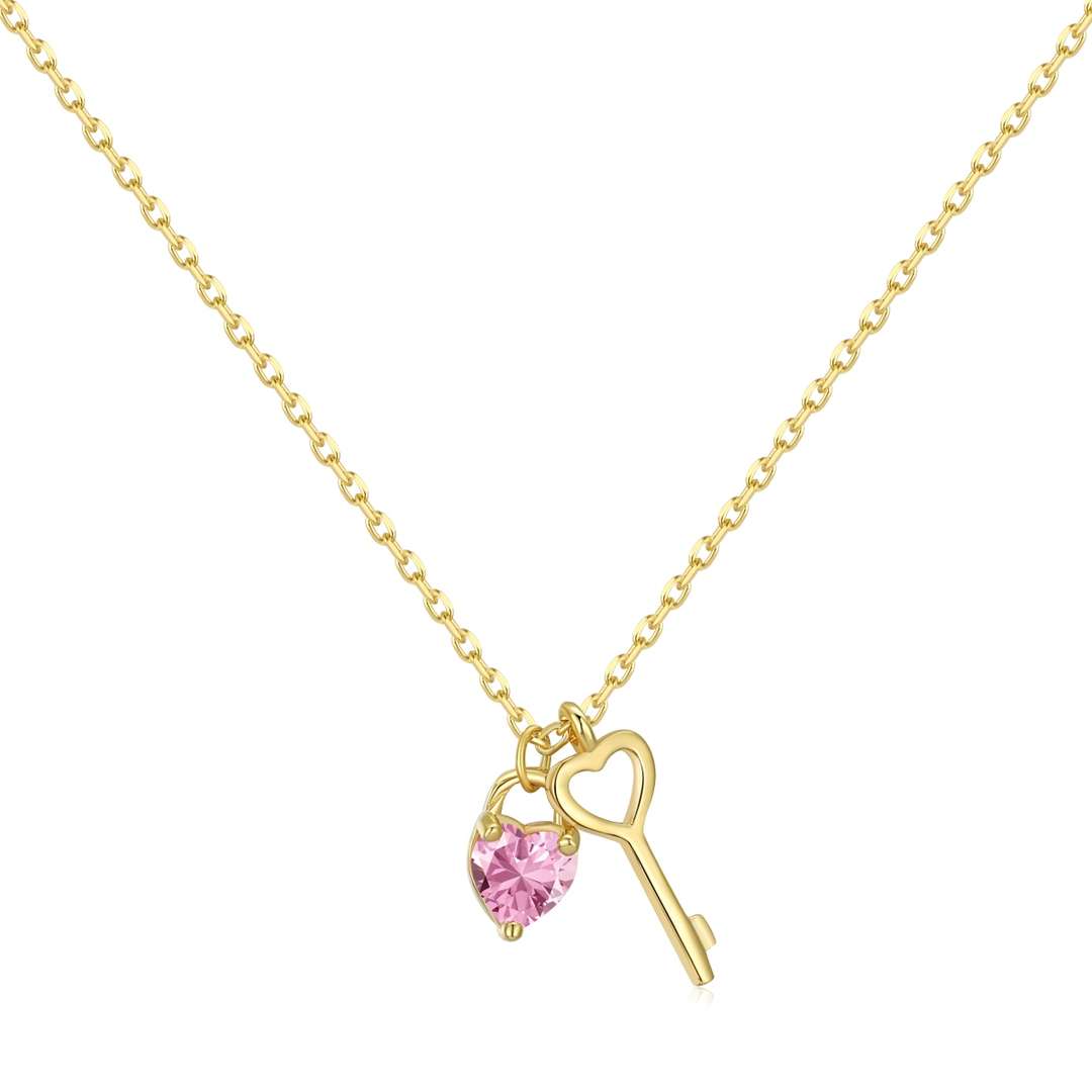 [Regal Gem Jewelry]Unique Heart Shape Key Pendent Necklace