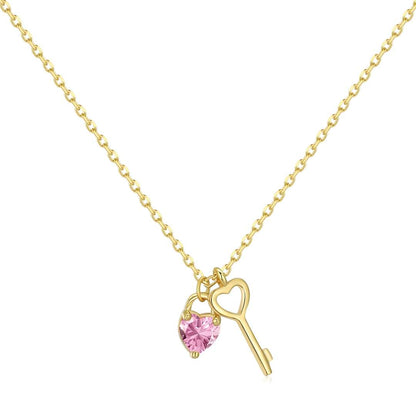 [Regal Gem Jewelry]Unique Heart Shape Key Pendent Necklace