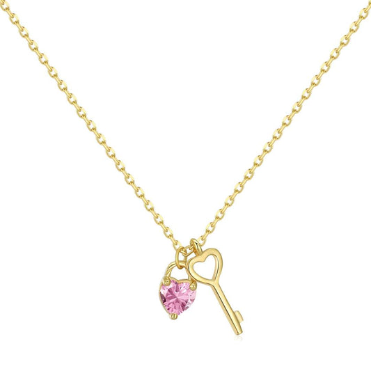 [Regal Gem Jewelry]Unique Heart Shape Key Pendent Necklace