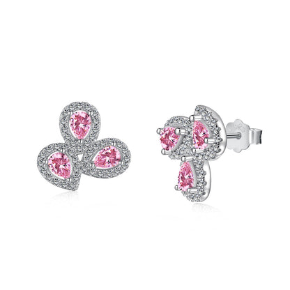 [Regal Gem Jewelry]Ornate Flower Shape Pear Cut Lover Earrings