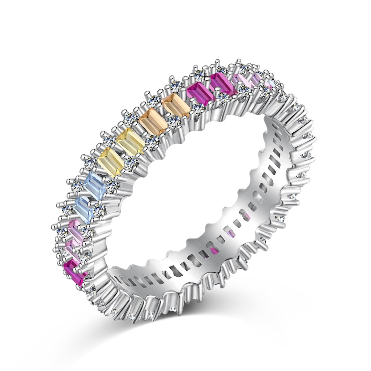 [Regal Gem Jewelry]Splashy Ornate Emerald Cut Cocktail Ring