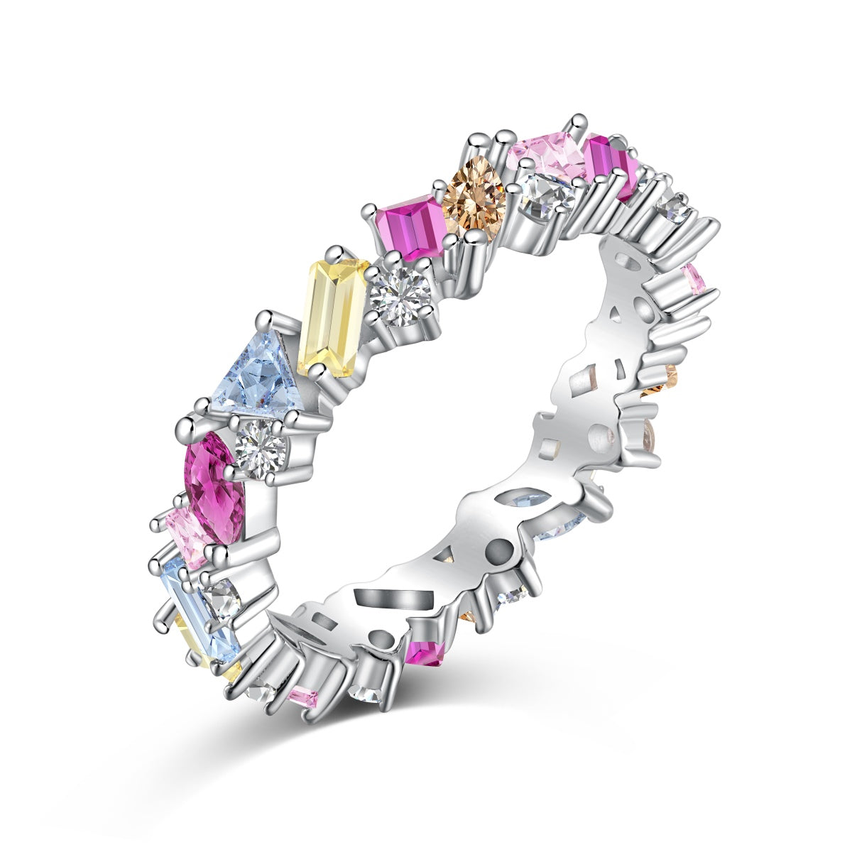 [Regal Gem Jewelry]Dazzling Polychromatic Multi cut Daily Ring