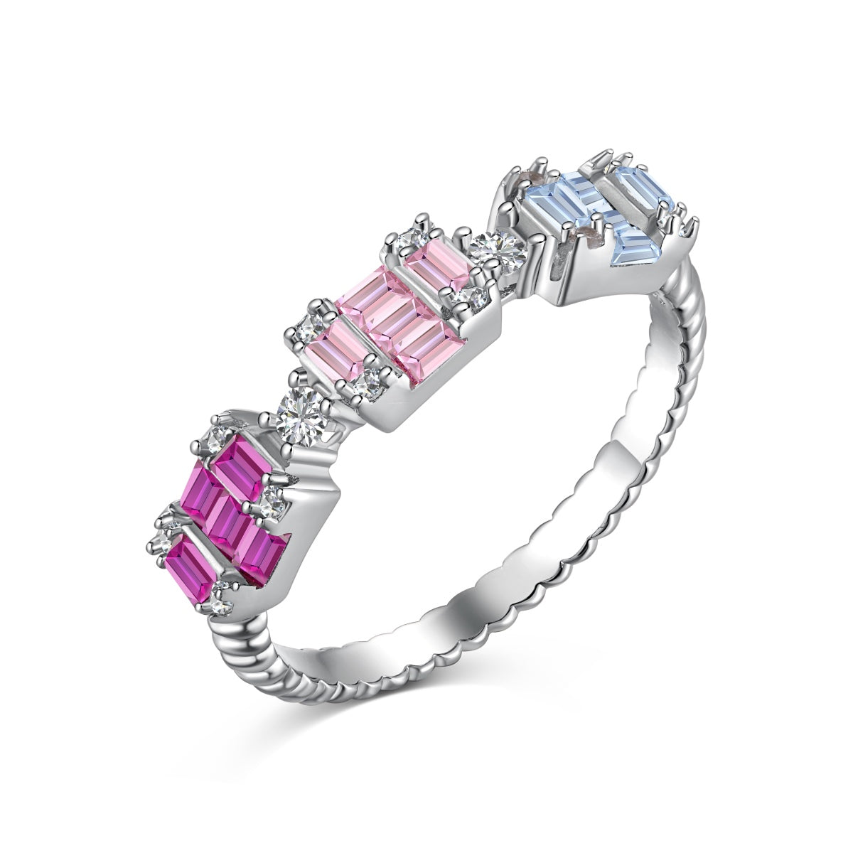 [Regal Gem Jewelry]Unique Colorful Emerald Cut Party Ring