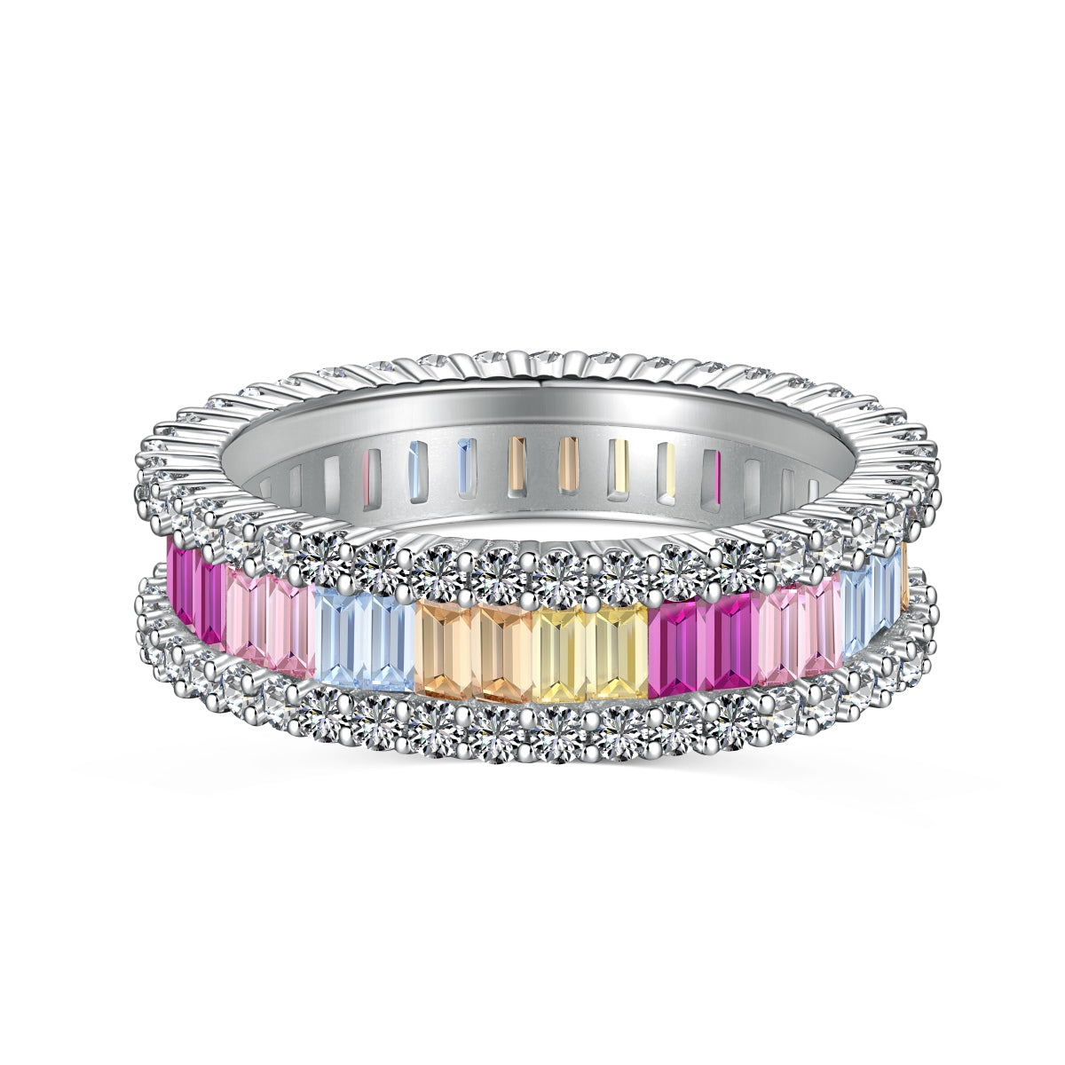 [Regal Gem Jewelry]Dainty Kaleidoscopic Emerald Cut Daily Ring