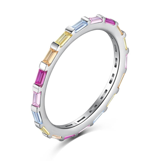 [Regal Gem Jewelry]Exquisite Multicolored Emerald Cut Daily Ring