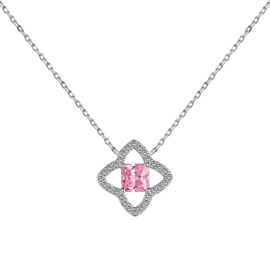 [Regal Gem Jewelry]Exquisite Flower Shape Princess Cut Necklace