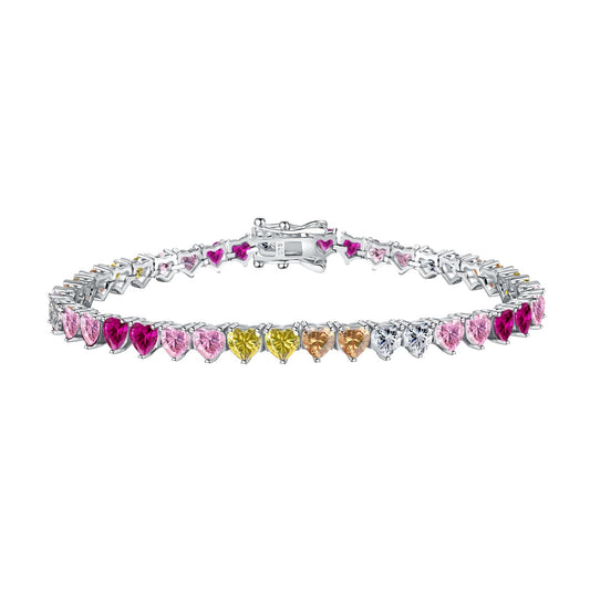 [Regal Gem Jewelry]Luxurious Colorful Romantic Heart Shape Lover Bracelet