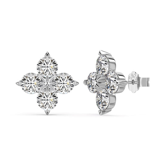 [Regal Gem Jewelry]Four-Leaf Clover Eight-Pointed Star Earrings