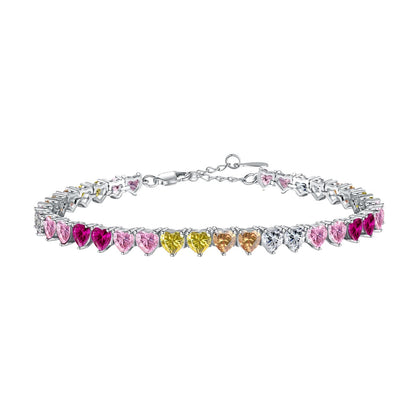 [Regal Gem Jewelry]Luxurious Colorful Romantic Heart Shape Lover Bracelet
