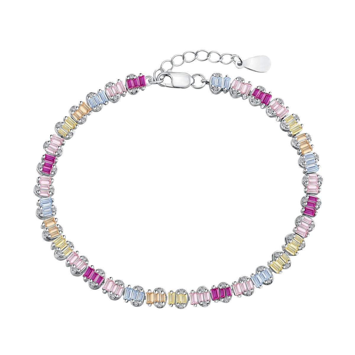 [Regal Gem Jewelry]Delicate Colorful Emerald Cut Party Bracelet
