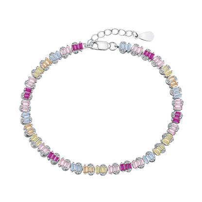 [Regal Gem Jewelry]Delicate Colorful Emerald Cut Party Bracelet