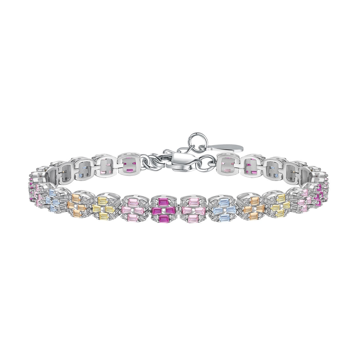 [Regal Gem Jewelry]Delicate Colorful Emerald Cut Daily Bracelet