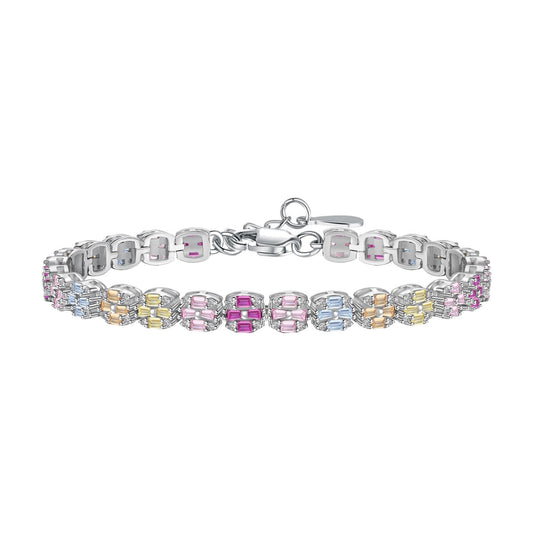 [Regal Gem Jewelry]Delicate Colorful Emerald Cut Daily Bracelet