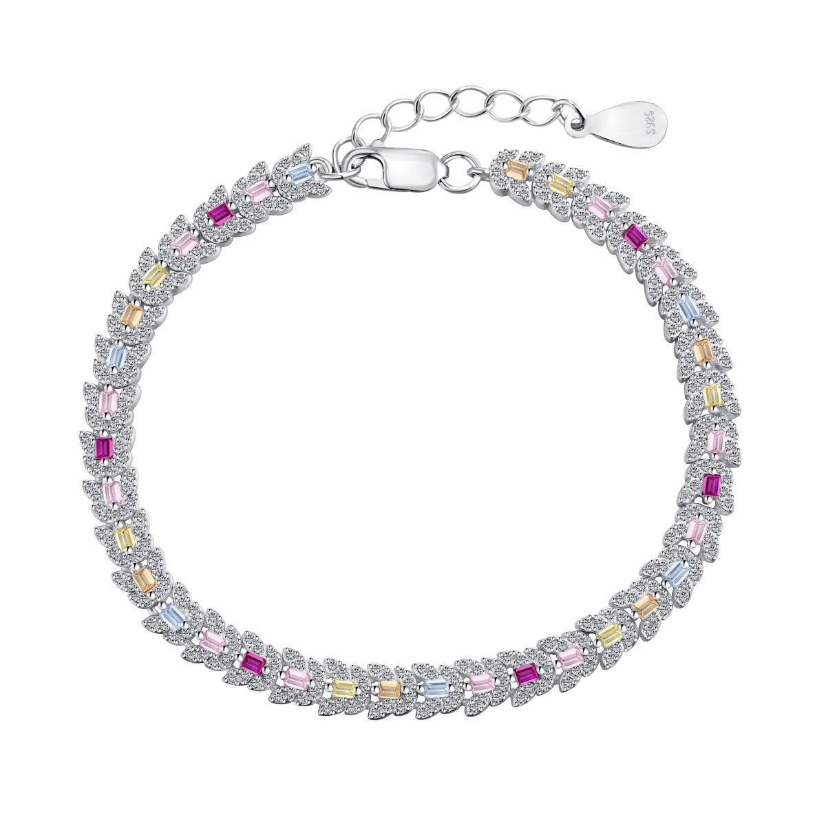 [Regal Gem Jewelry]Delicate Colorful Multi Cut Daily Bracelet