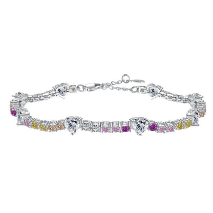 [Regal Gem Jewelry]Romantic Heart Shape Round Cut Lover Bracelet