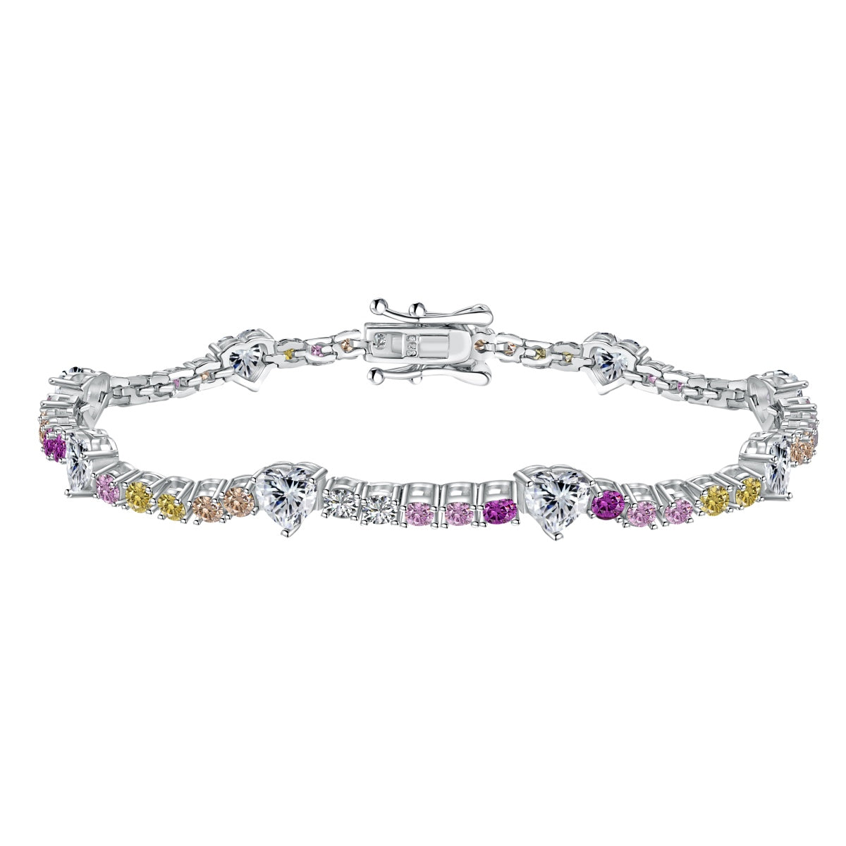 [Regal Gem Jewelry]Romantic Heart Shape Round Cut Lover Bracelet