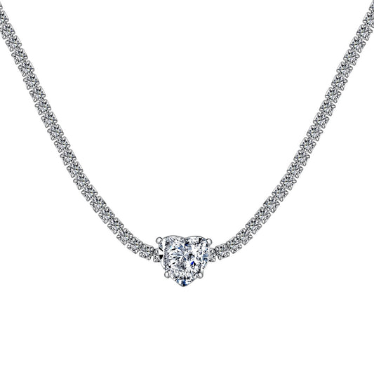 [Regal Gem Jewelry]2.0 Carat Sparkling Tennis Heart Cut Necklace
