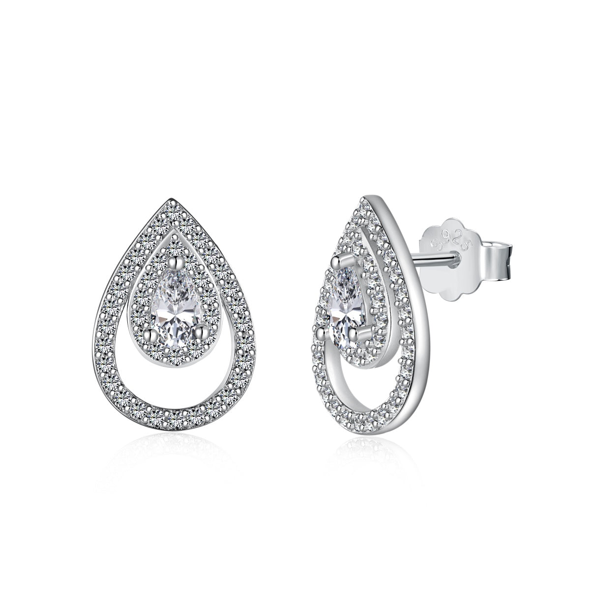 [Regal Gem Jewelry]Sparkling Delicate Water Drop Shape Daily Earrings