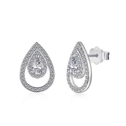 [Regal Gem Jewelry]Sparkling Delicate Water Drop Shape Daily Earrings