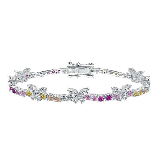 [Regal Gem Jewelry]Ornate Colorful Butterfly Shape Round Cut Daily Bracelet