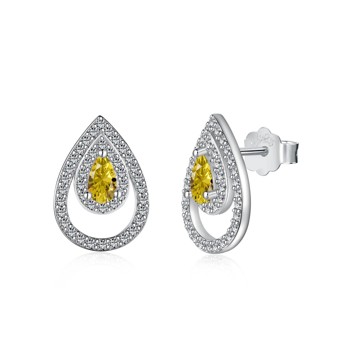 [Regal Gem Jewelry]Sparkling Delicate Water Drop Shape Daily Earrings