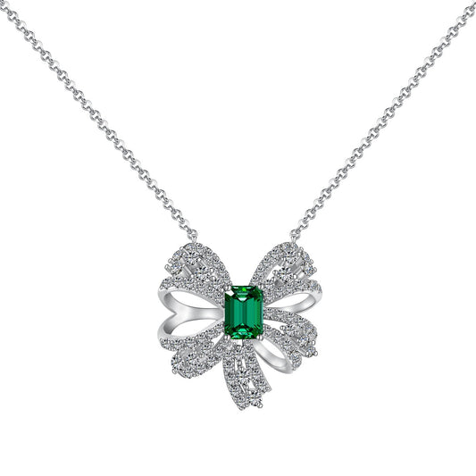 [Regal Gem Jewelry]Luxurious Flower Shape Emerald Cut Necklace