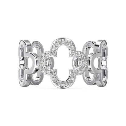 [Regal Gem Jewelry]Hollow Design Four-Leaf Clover Flower Shape Ring
