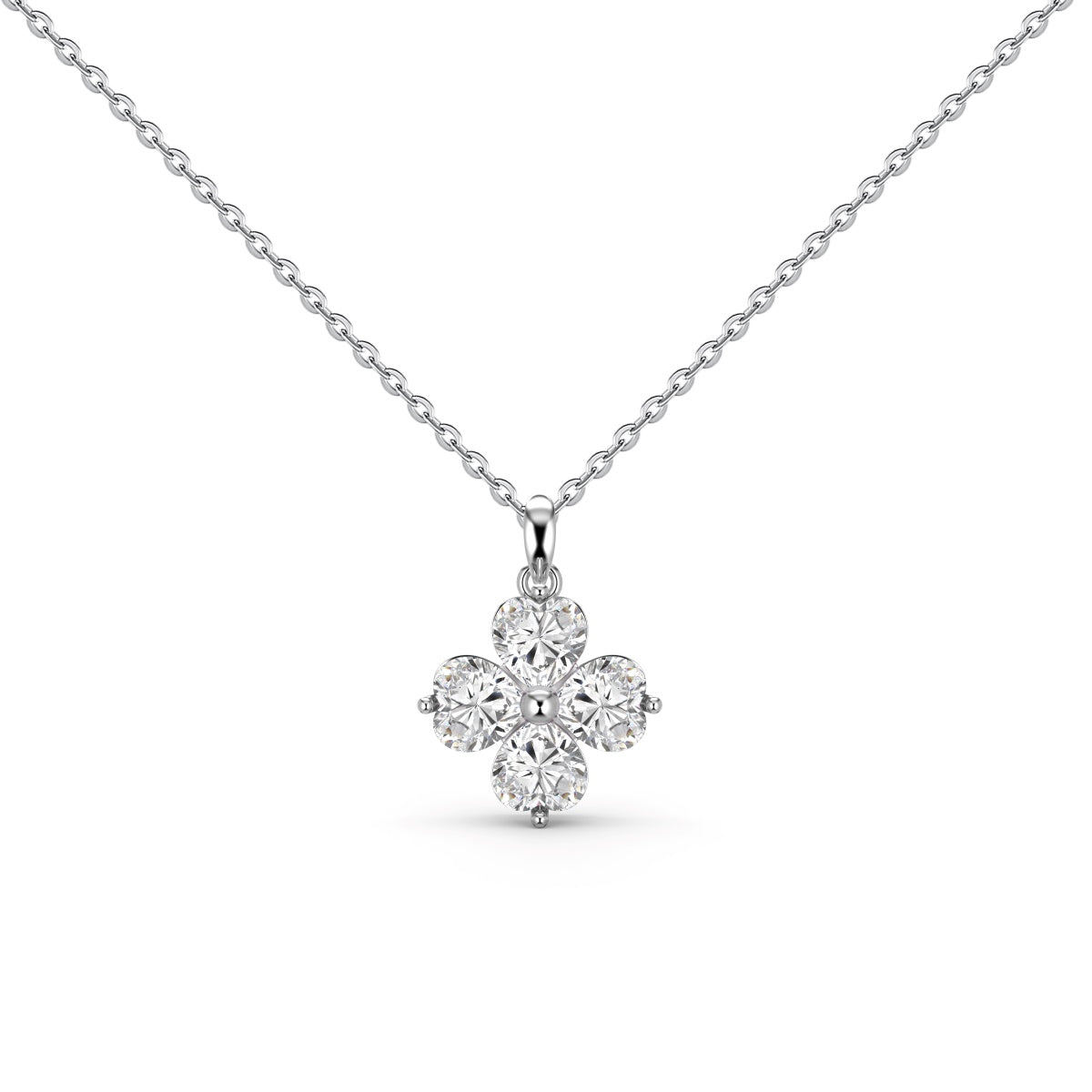 [Regal Gem Jewelry]Heart-Shaped Four-Leaf Clover Bead Necklace