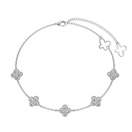 [Regal Gem Jewelry]Four-Leaf Clover Hollow Butterfly Bracelet