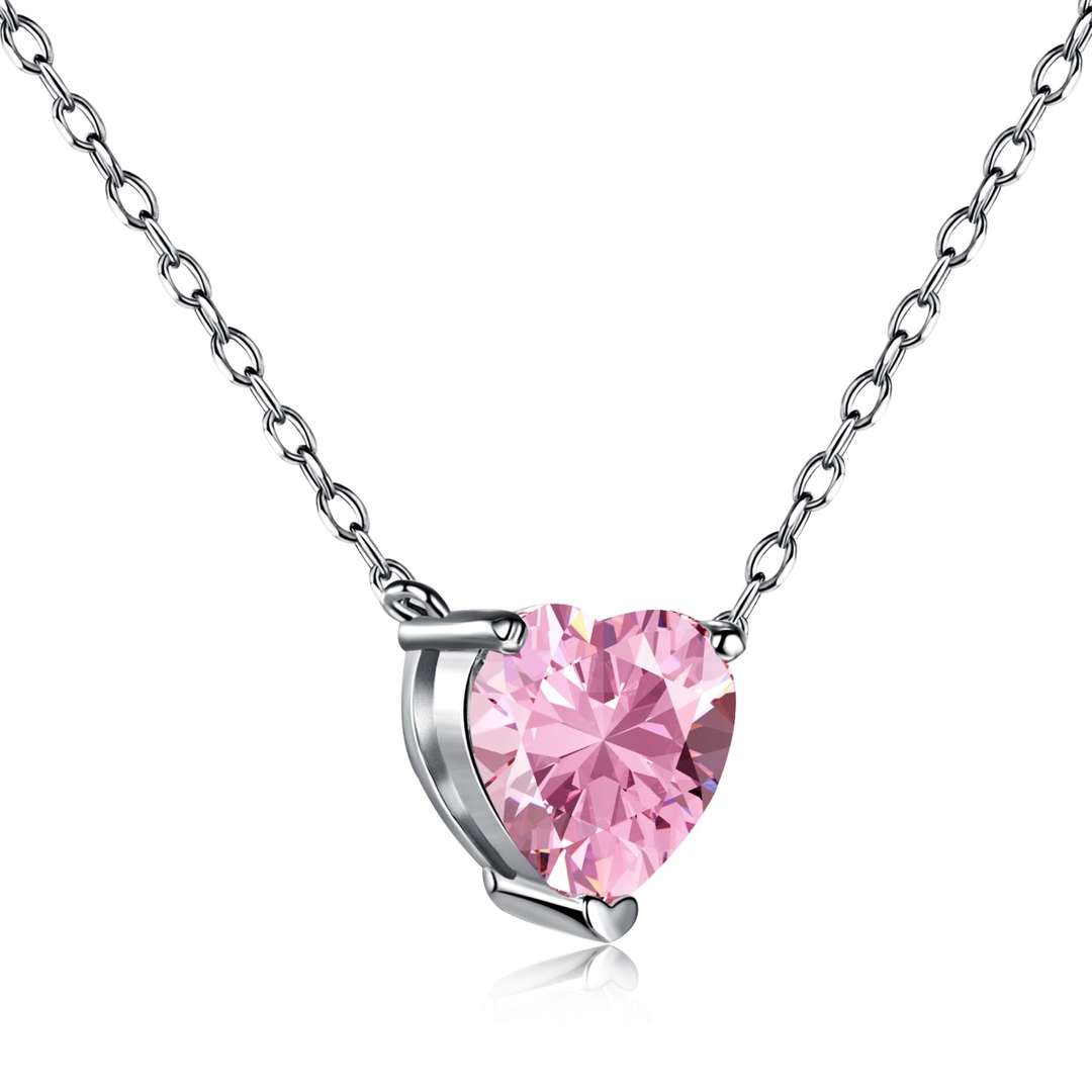 [Regal Gem Jewelry]Heart Shape Main Stone Pendant Collarbone Necklace