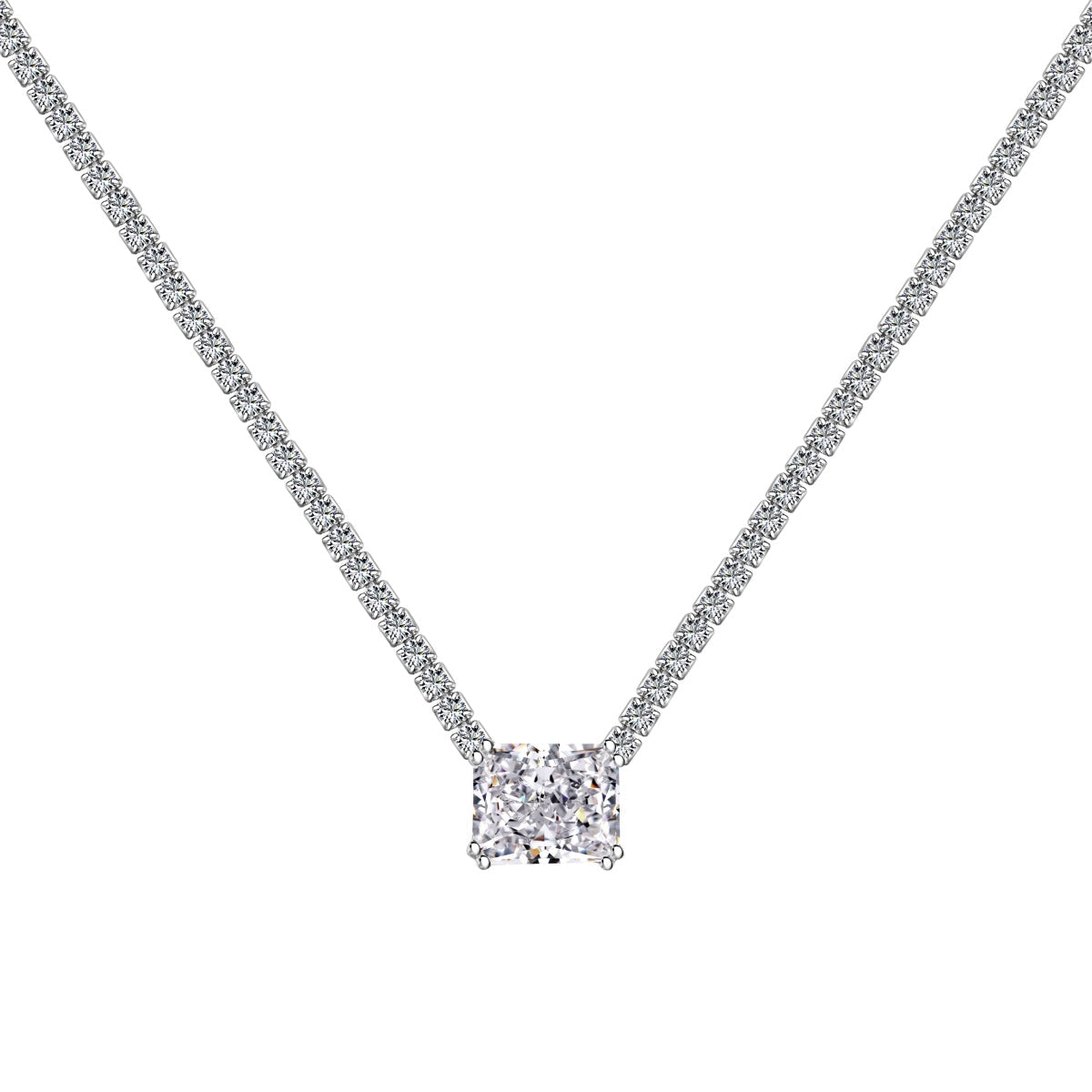 [Regal Gem Jewelry]4.0 Carat Elegant Radiant Cut Necklace