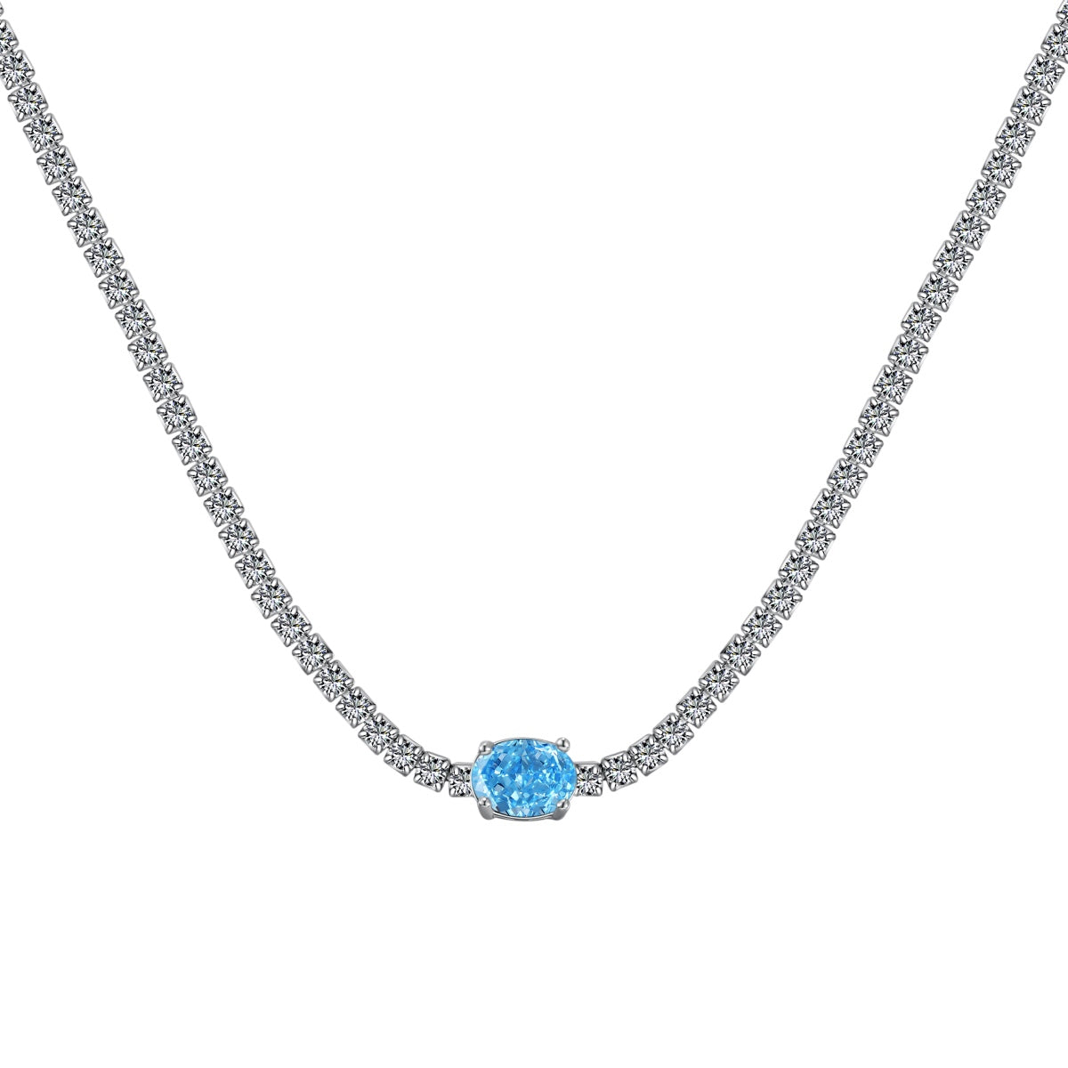[Regal Gem Jewelry]1.0 Carat Shining Oval Cut Necklace