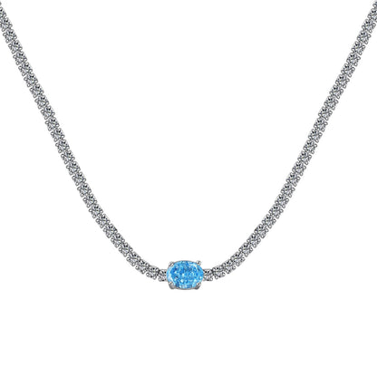 [Regal Gem Jewelry]1.0 Carat Shining Oval Cut Necklace