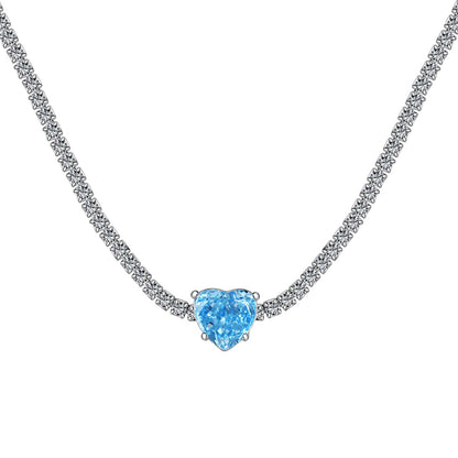 [Regal Gem Jewelry]2.0 Carat Sparkling Tennis Heart Cut Necklace