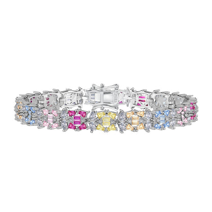 [Regal Gem Jewelry]Delicate Colorful Multi Cut Party Bracelet