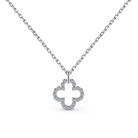 [Regal Gem Jewelry]Four-Leaf Clover Hollow Design Exquisite Necklace