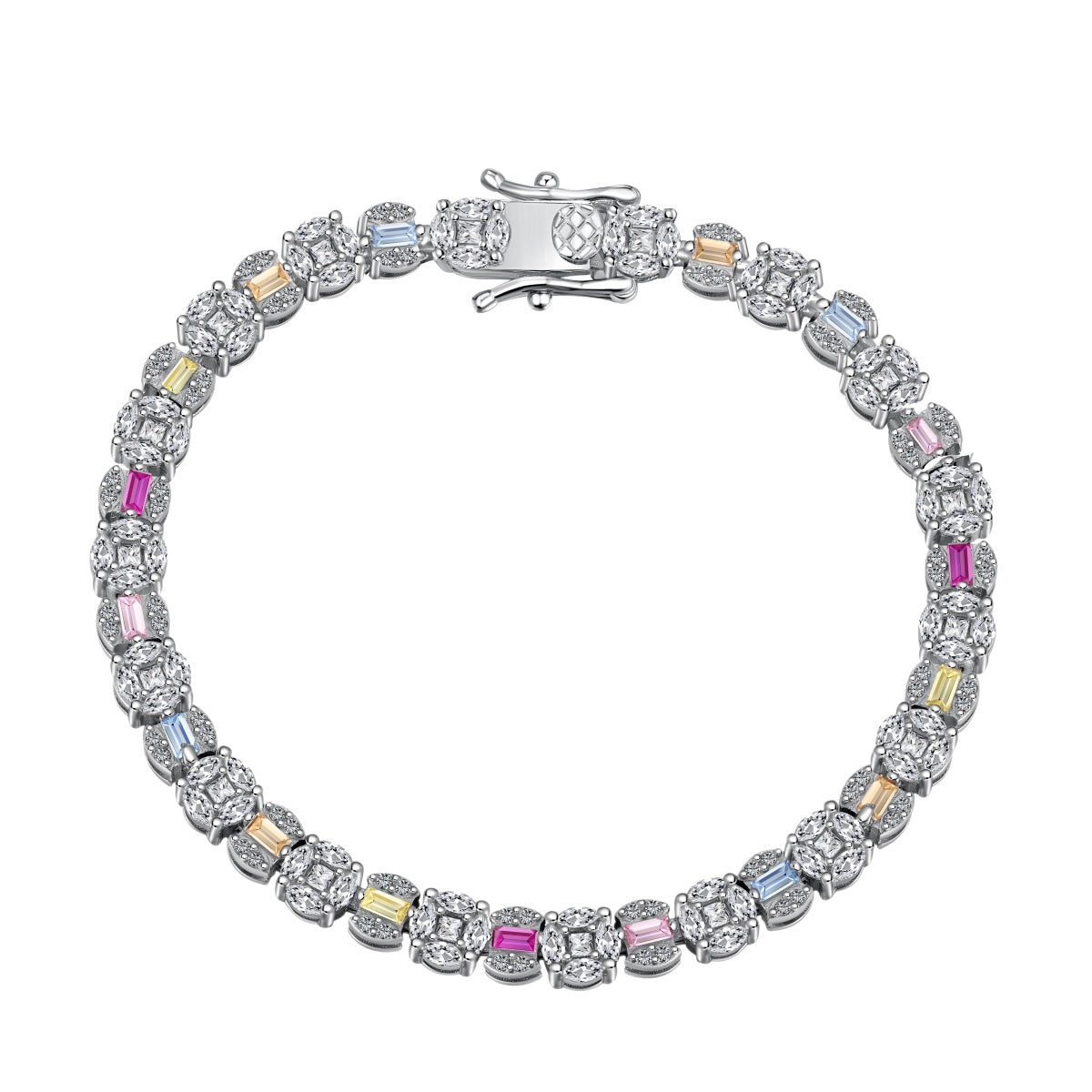 [Regal Gem Jewelry]Dazzling Radiant Multi Cut Daily Bracelet