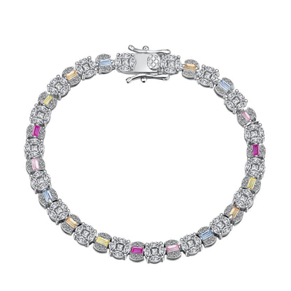 [Regal Gem Jewelry]Dazzling Radiant Multi Cut Daily Bracelet