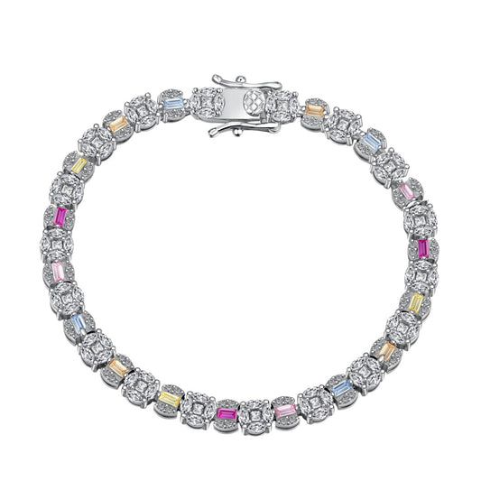 [Regal Gem Jewelry]Dazzling Radiant Multi Cut Daily Bracelet