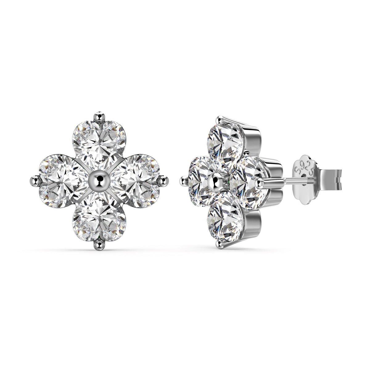 [Regal Gem Jewelry]Four-Leaf Clover Ball Earrings