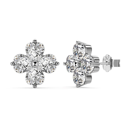 [Regal Gem Jewelry]Four-Leaf Clover Ball Earrings