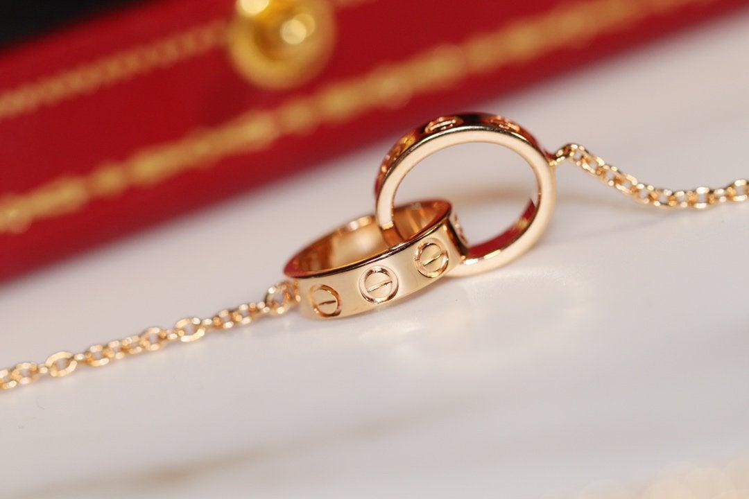 [Regal Gem]LOVE NECKLACE PINK GOLD AND SILVER