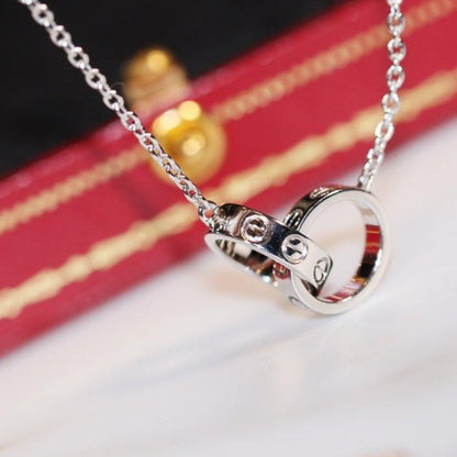 [Regal Gem]LOVE NECKLACE PINK GOLD AND SILVER