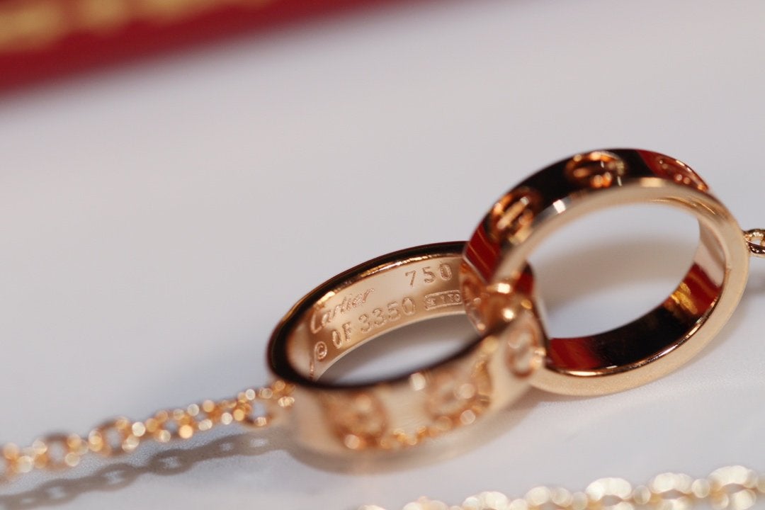[Regal Gem]LOVE NECKLACE PINK GOLD AND SILVER
