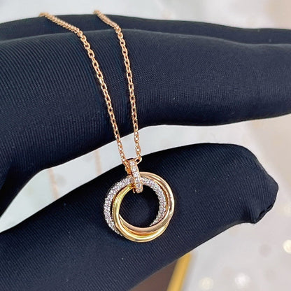 [Regal Gem]TRINITY NECKLACE SILVER GOLD PINK GOLD DIAMONDS