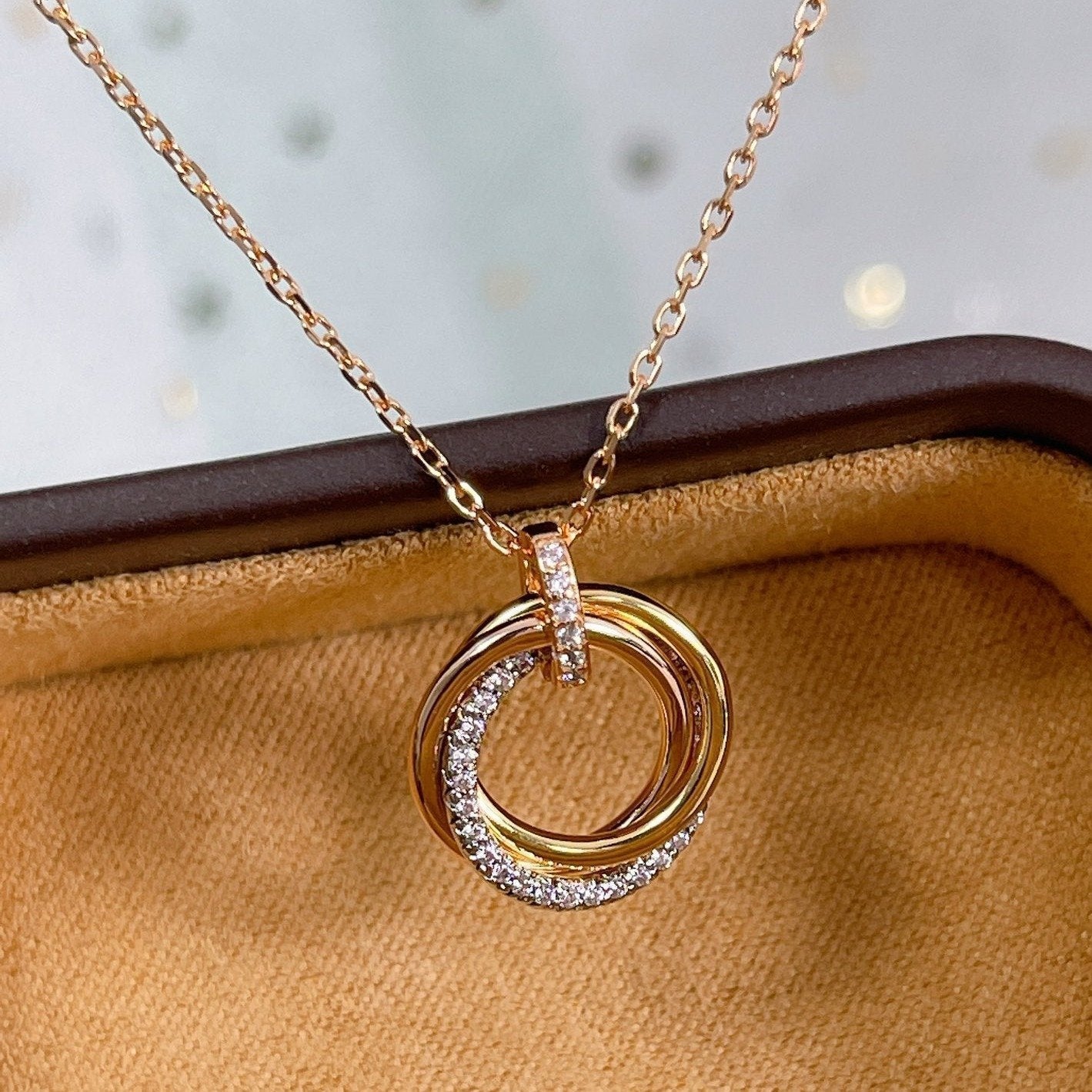 [Regal Gem]TRINITY NECKLACE SILVER GOLD PINK GOLD DIAMONDS