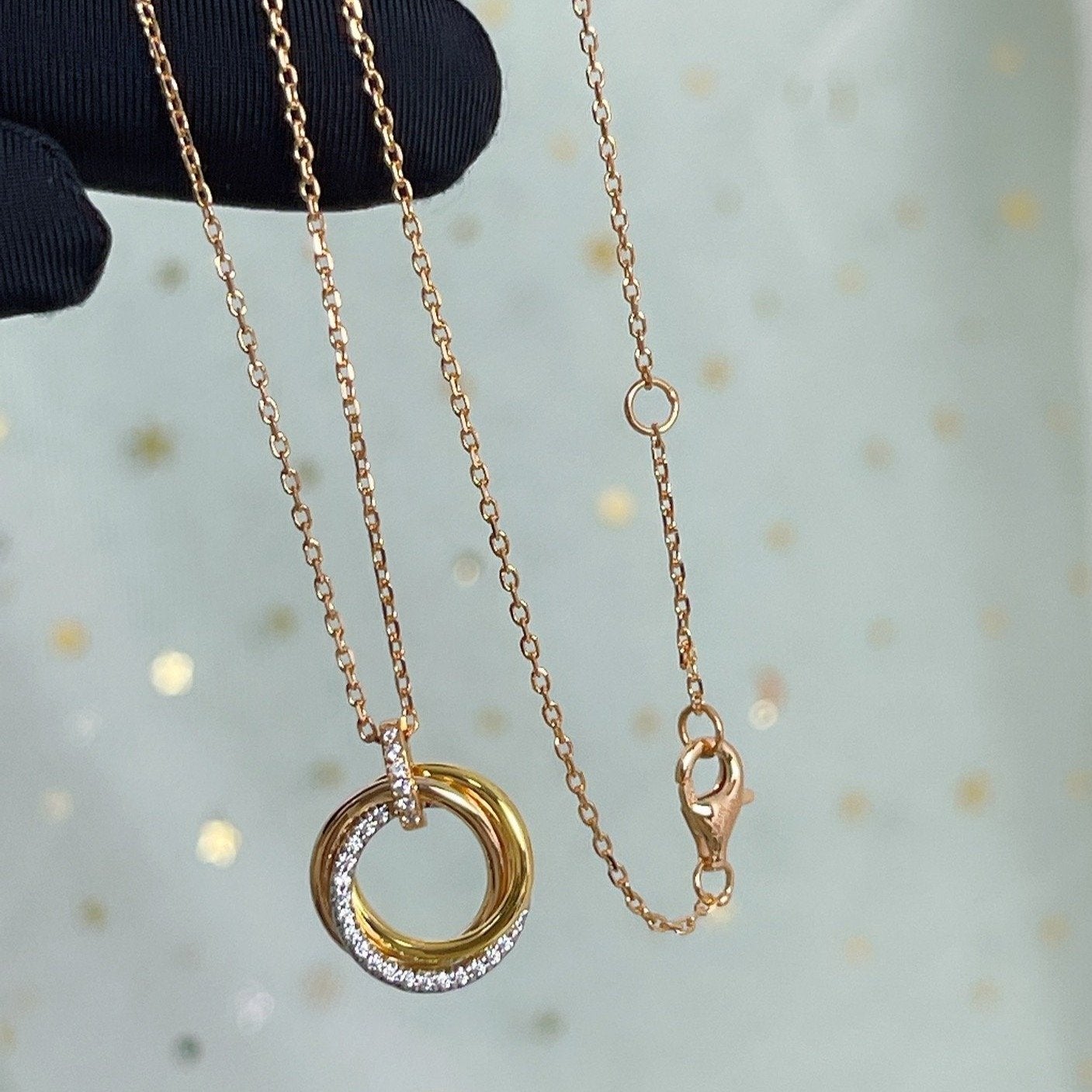 [Regal Gem]TRINITY NECKLACE SILVER GOLD PINK GOLD DIAMONDS