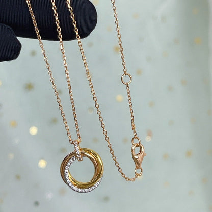 [Regal Gem]TRINITY NECKLACE SILVER GOLD PINK GOLD DIAMONDS