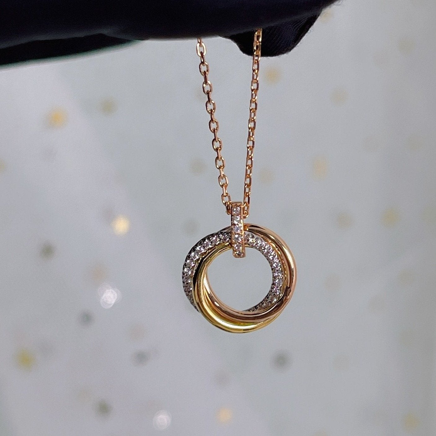 [Regal Gem]TRINITY NECKLACE SILVER GOLD PINK GOLD DIAMONDS