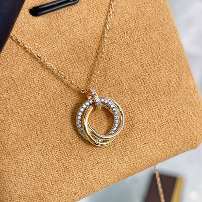 [Regal Gem]TRINITY NECKLACE SILVER GOLD PINK GOLD DIAMONDS